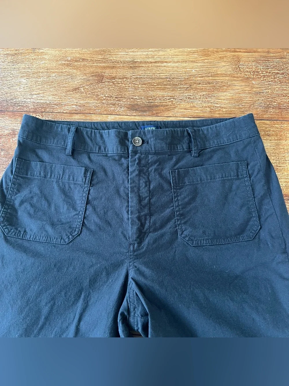 J.Crew Factory Lizzie High Rise Patch Pocket Wide Leg Pants Black Size 31